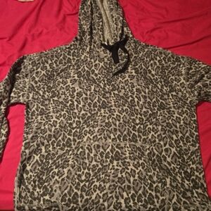 Socialite Leopard Print Hoodie - Black and Gray